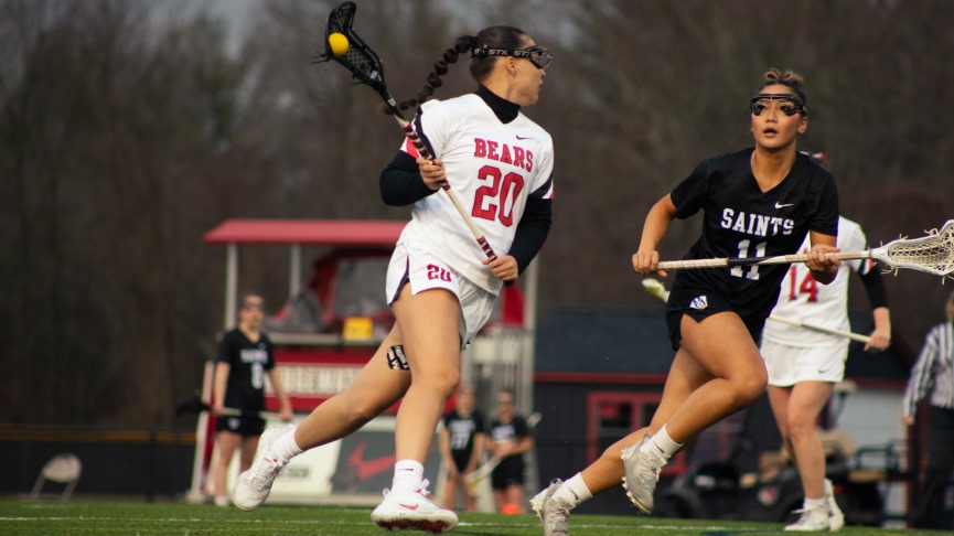 Gonsalves, McIntyre Lead Women's Lacrosse to 16-12 Win Over Emmanuel